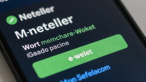 Neteller E-Wallet-Interface auf dunklem Bildschirm mit gr&uuml;nen Akzenten bei Golisimo Casino